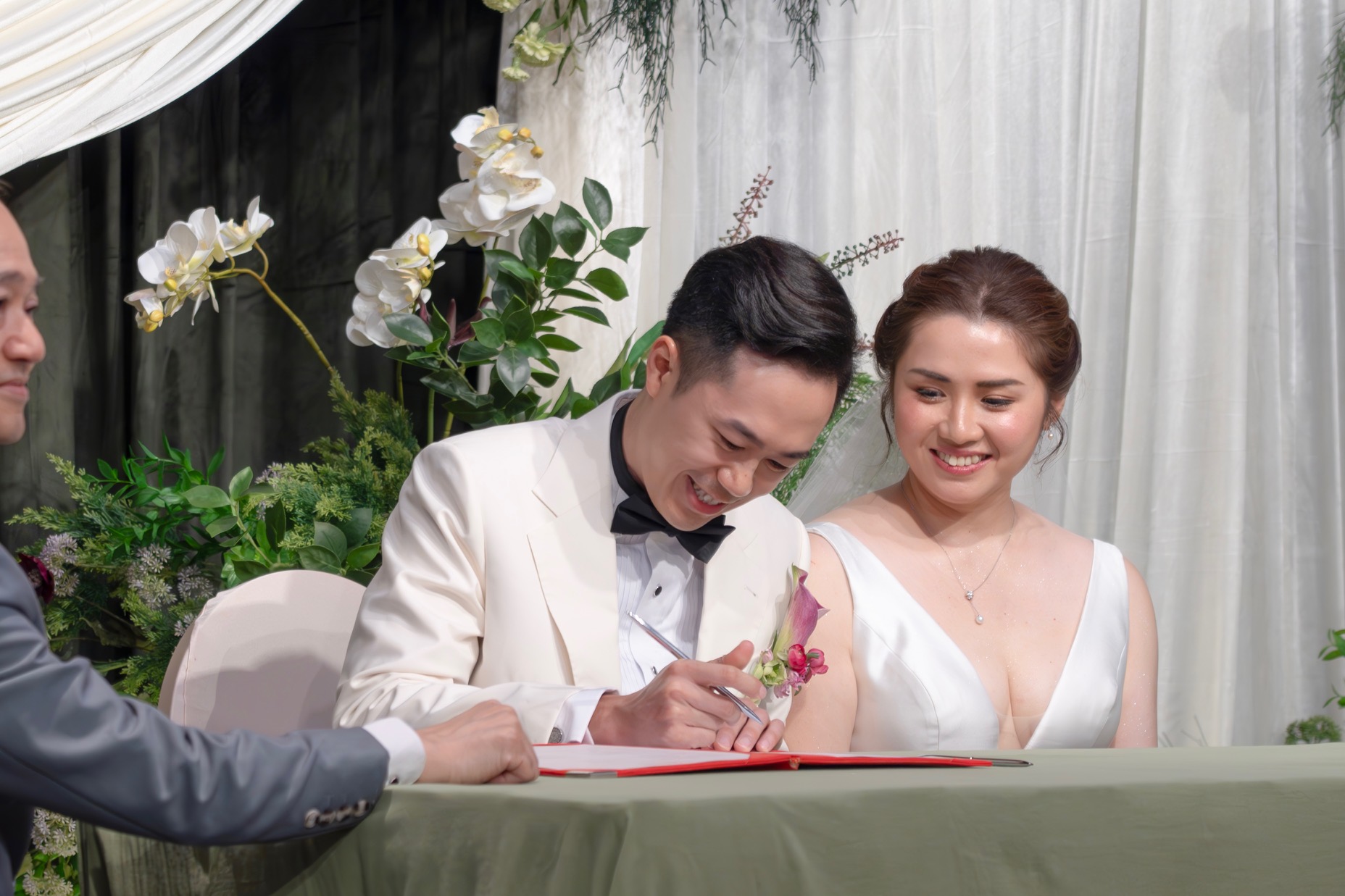 Marriage certificate signing ceremony