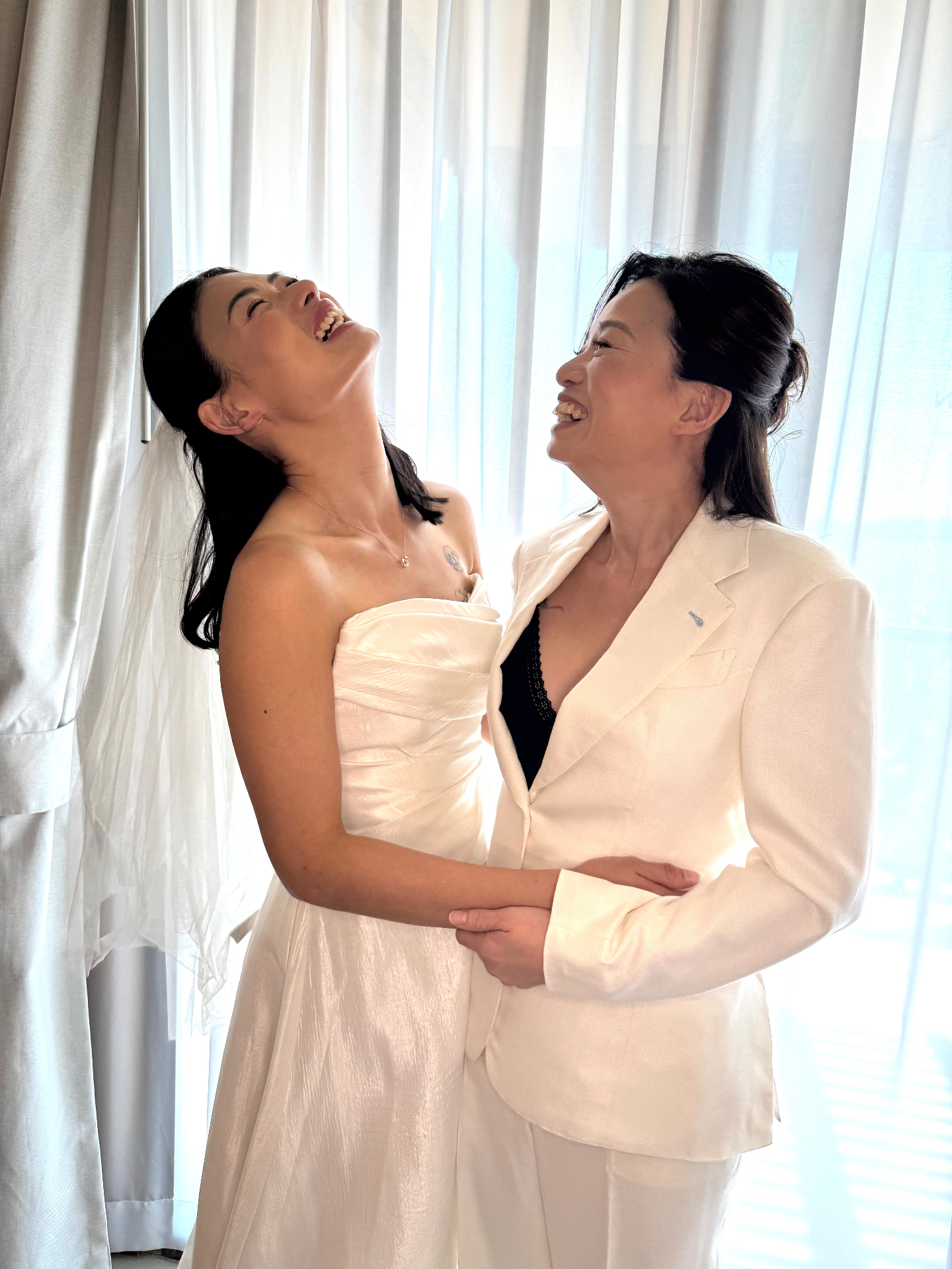 Joyful bridal getting-ready moment